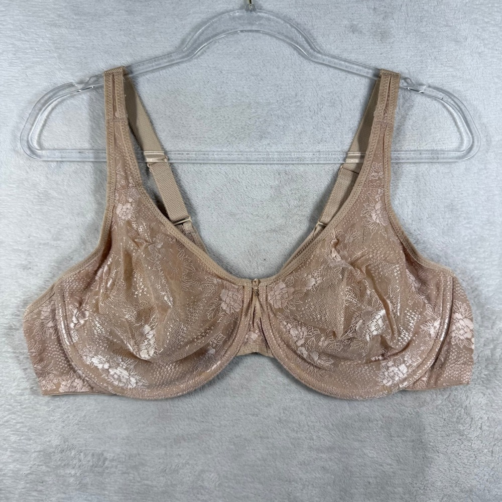 Wacoal 85567 Nude Floral Lace Underwire Unlined Bra Beige 40DD